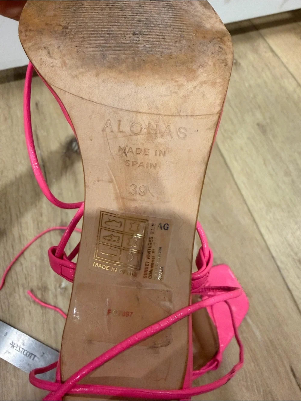 ALOHAS Bellini Hot Pink Lace-Up Block Heel Sandals